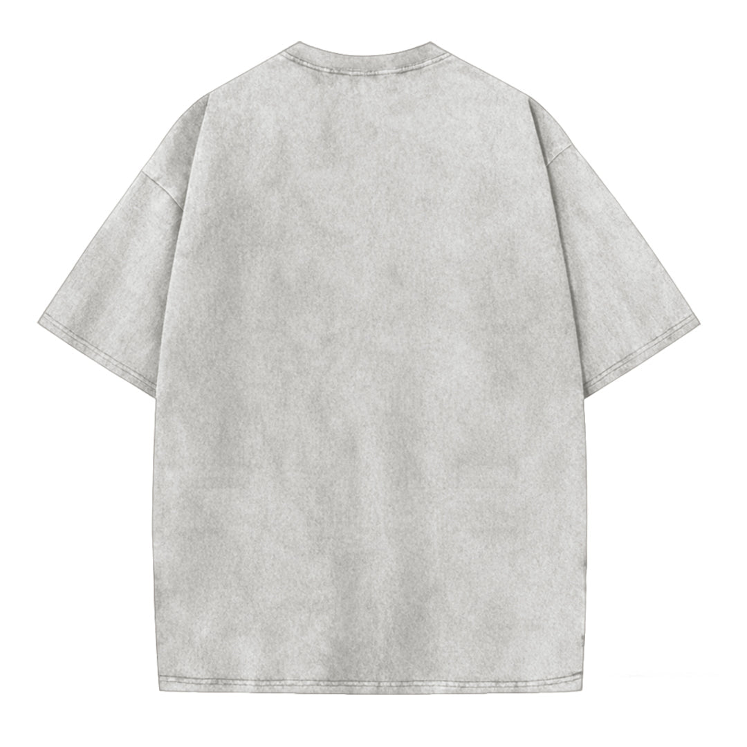 Japanese Style Grumpy Frog Print Washed T-shirt