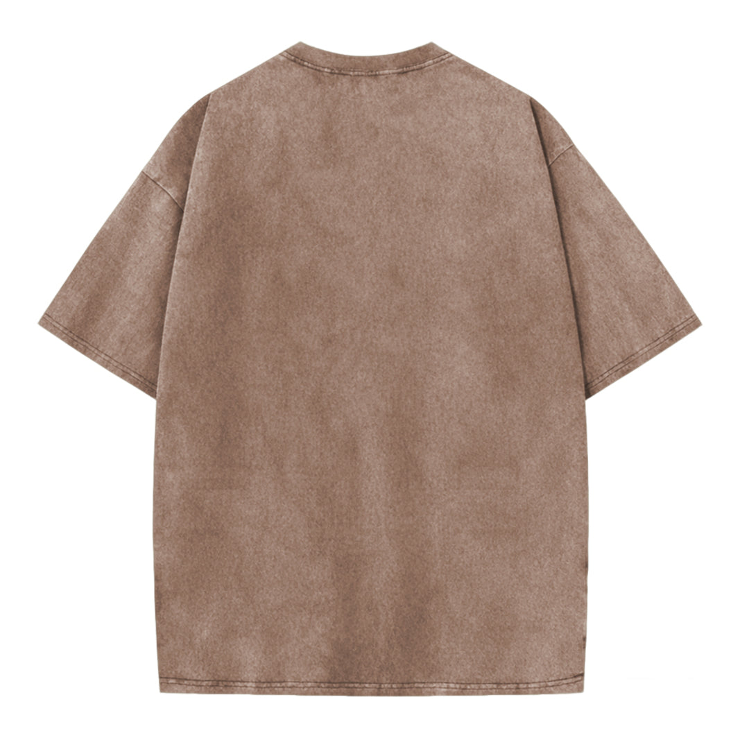 Japanese Style Grumpy Frog Print Washed T-shirt