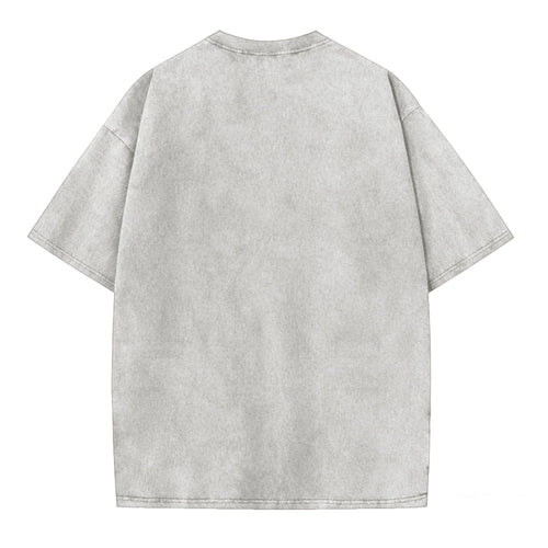 Japanese Style Lucky Frog Funny Print Washed T-shirt